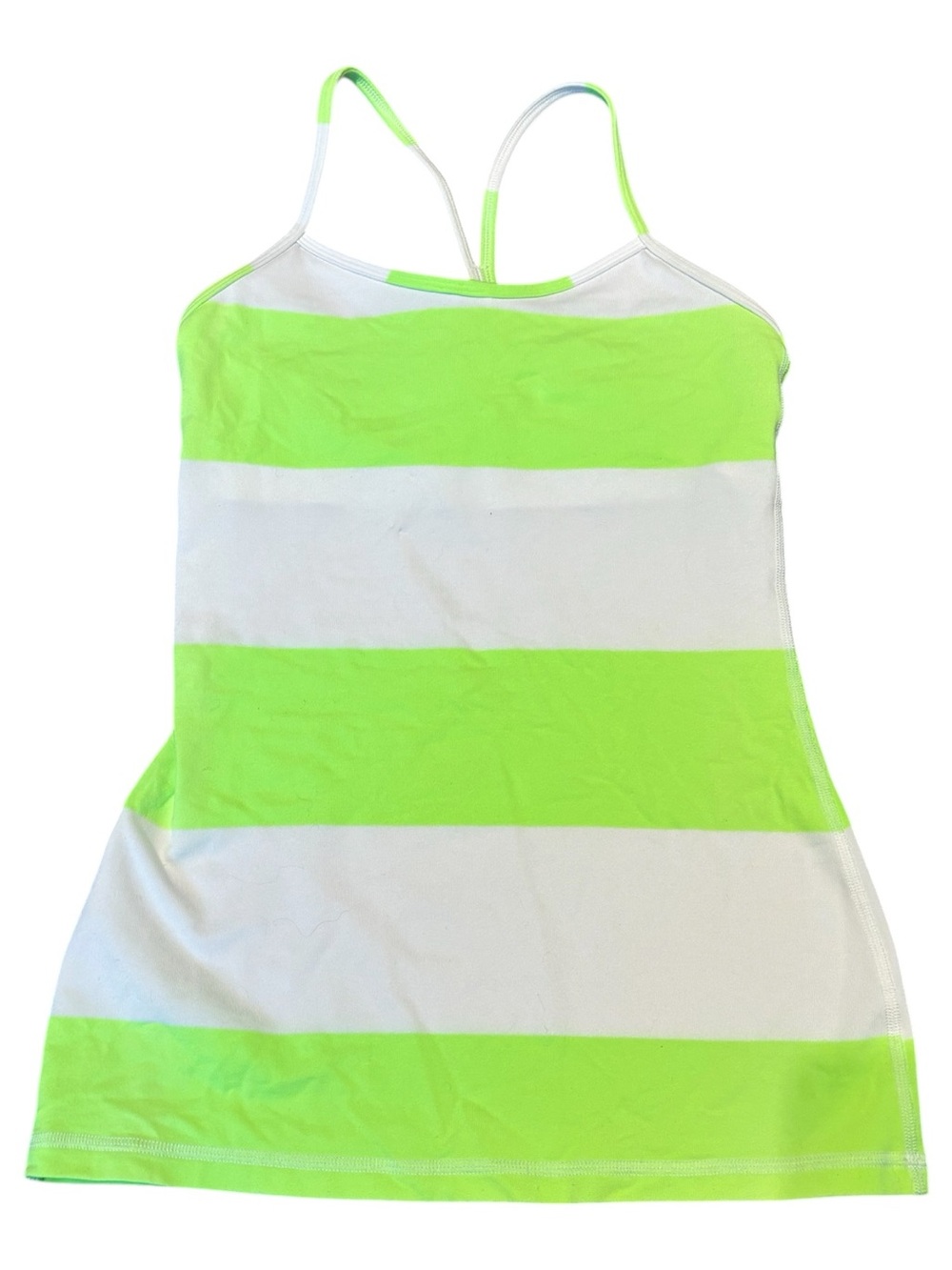 Y2K lululemon athletica Neon Green and White Striped Tank Dress
